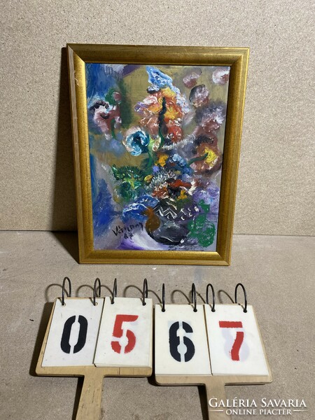 Várnay szignóval festmény, olaj, karton, 32 x 45 cm-es