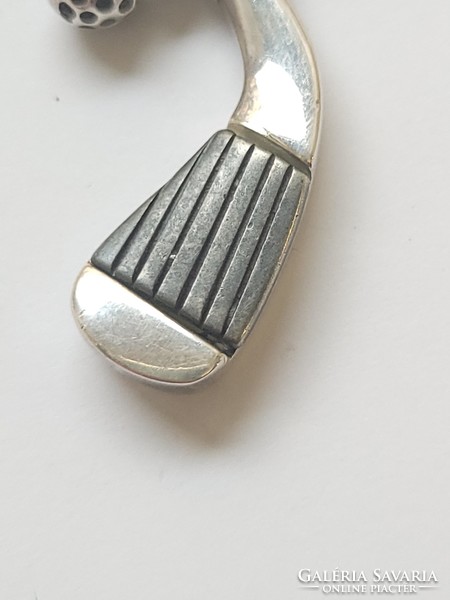 Solid silver golf pattern keychain!