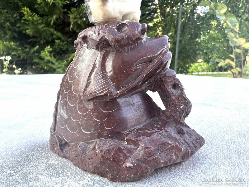 Watacumi legendary Japanese dragon protecting water deity special oriental mythological grease stone statue
