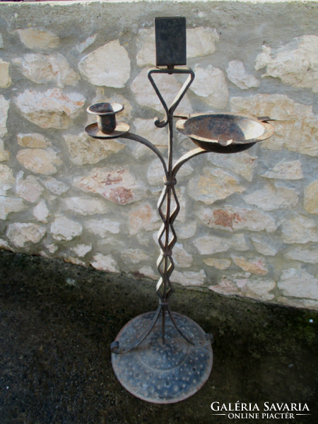 Wrought iron, standing ashtray, candle holder