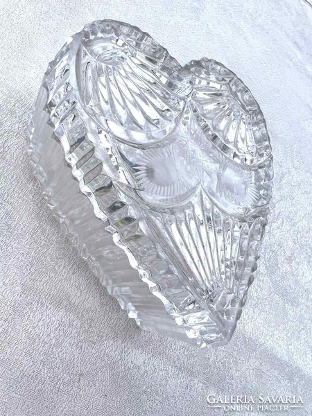 Szív alakú csiszolt ólomkristály ékszertartó dobozka made in Poland ÚJ!