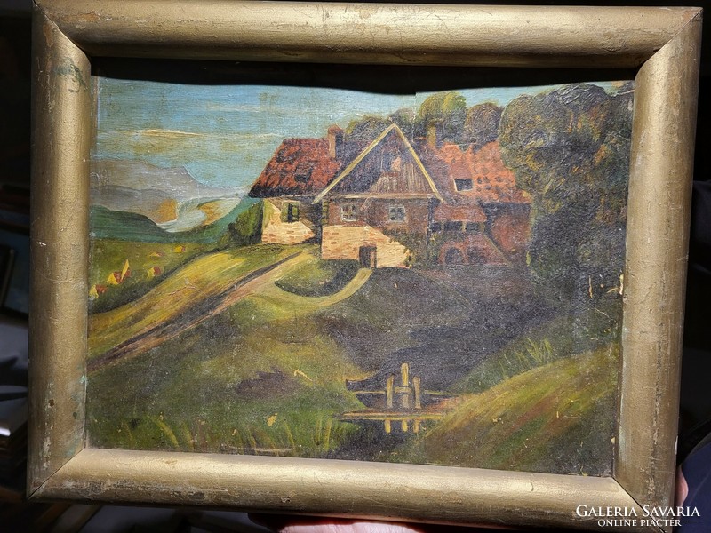 Ház a dombtetőn festmény