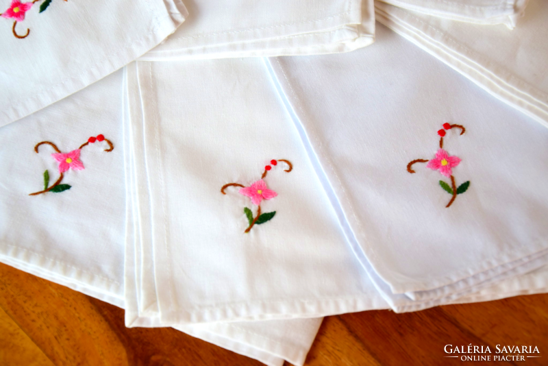 Old hand-embroidered napkin, shawl set set of 8 pieces