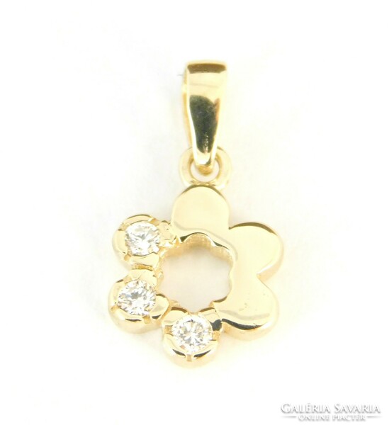 Brill 14k gold flower pendant with diamonds