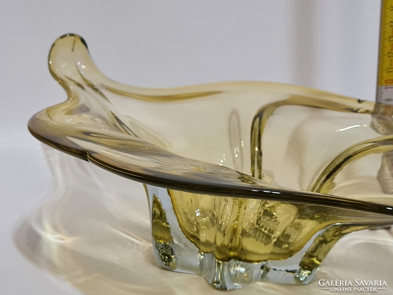 Czech pale yellow glass tray, table center (2842)