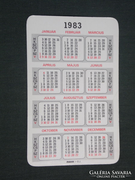 Kártyanaptár, Totó Lottó szerencsejáték, grafikai rajzos,reklám figura, 1983 ,   (2)