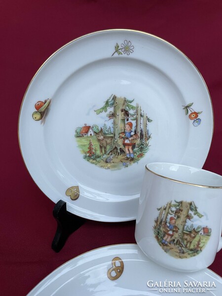 Beautiful czechoslovakia piroska and the wolf fairy tale children's set tableware nostalgia plate