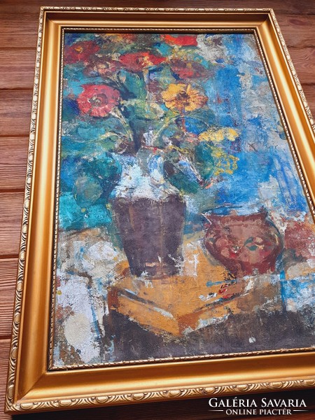 Vati József Virágcsendélet c. festmény, 85 x 55 cm