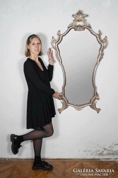 Neo-baroque carved wooden mirror - gilded and silvered