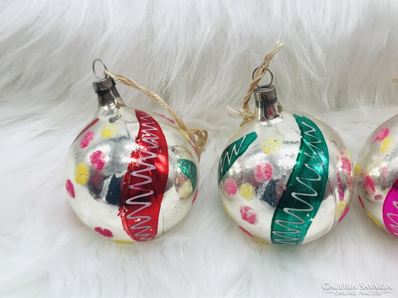 Old retro glass Christmas tree decoration, dotted balls