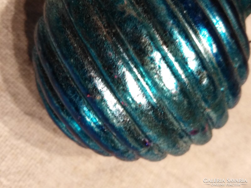 Glass, ribbed Christmas ball - from the 60s