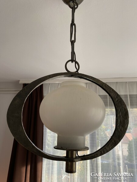 Wrought iron lamp by glass artist Erzsébet L. Szabó 35 cm