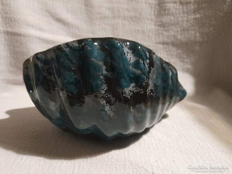 Large, beautiful shell ceramic, table centerpiece, with multi-colored glaze