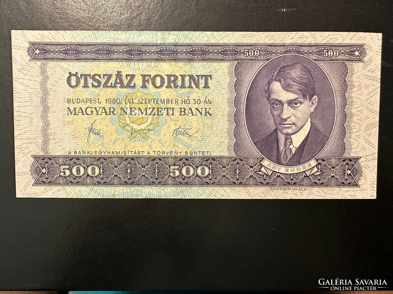 500 forint 1980.  Nagyon alacsony sorszám: 420 !!  VF+!!  GYÖNYÖRŰ!!