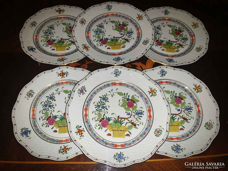 Herend colored Indian basket pattern cake plate 19cm / 6 pcs