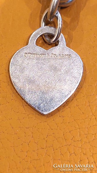 TIFFANY&CO 925 ezüst nyaklánc szív medállal 67 gramm, 39 cm hosszú, 1 cm széles, eredeti