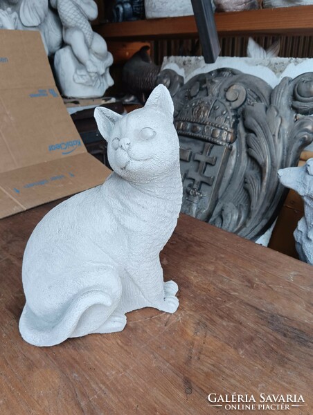 Szép macska cica Kültéri Fagyálló Műkő tömör kerti szobor ajándék vagy sír emlék szobor