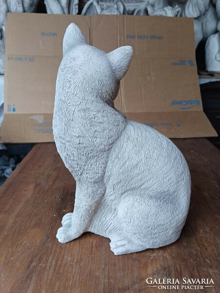 Szép macska cica Kültéri Fagyálló Műkő tömör kerti szobor ajándék vagy sír emlék szobor