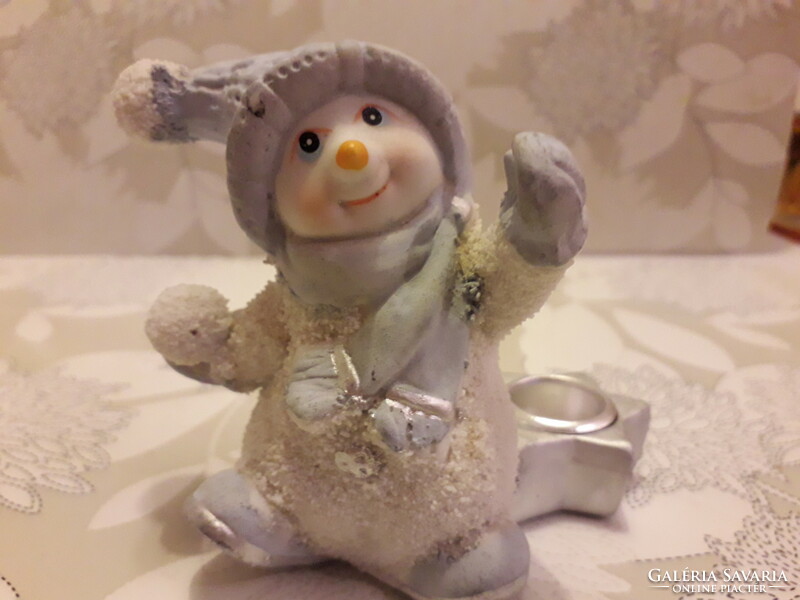 Ceramic snowman candle holder 9x10cm. Flawless.