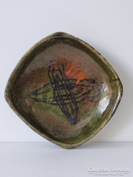 Liszkay industrial art ceramic bowl, wall plate, centerpiece - '70s