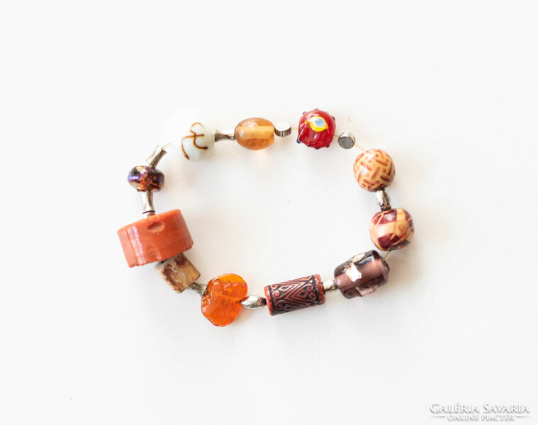 Handmade rustic glass beads bracelet