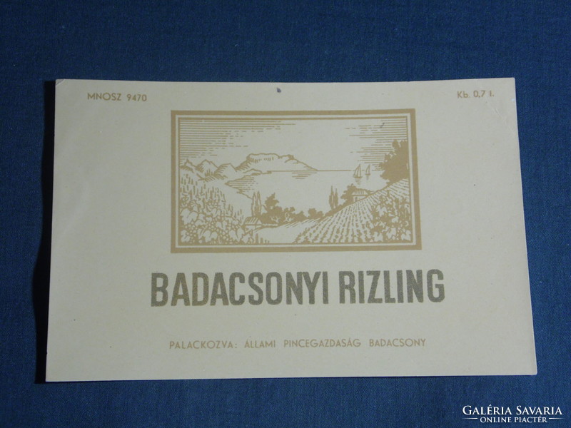 Wine label, Badacsony winery, wine farm, Badacsony Riesling wine