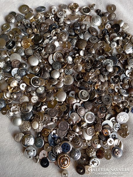 Silver-colored metal and metallic decorative buttons