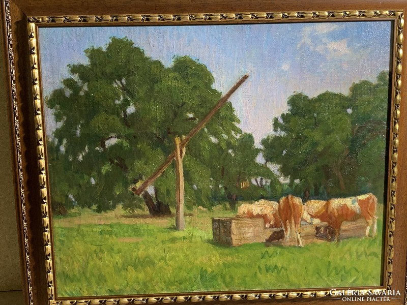 XX. század eleje, magyar festő festménye, olaj, vászon, 50 x 60 cm-es
