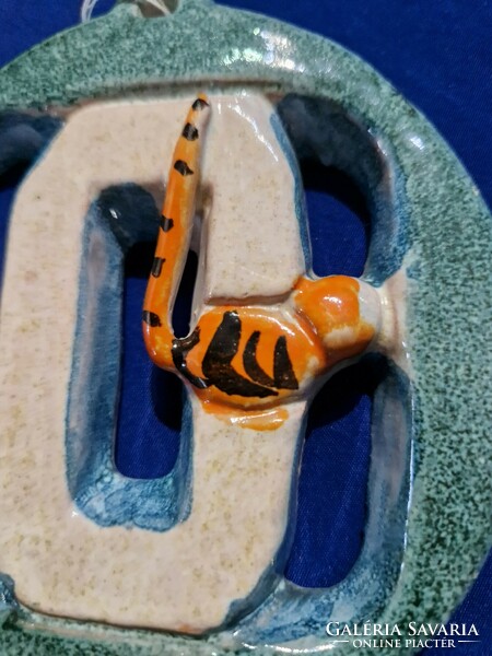 C letter cat glazed ceramic wall ornament