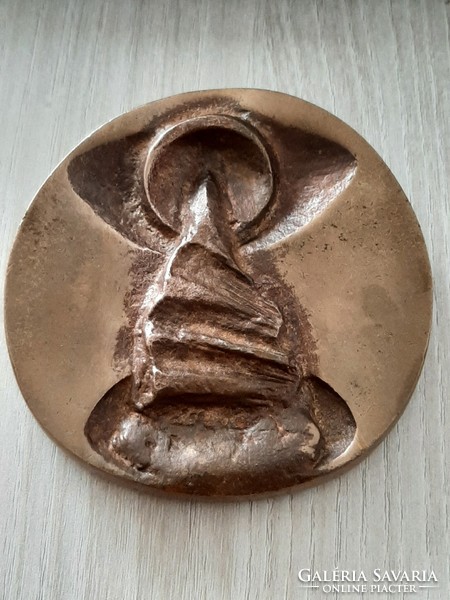 75 years old metallo chemistry bronze plaque medal Janzer Frigyes Münkacsy award-winning medal artist