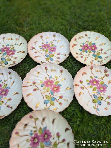 Gyönyörű ritka Altrohlau süteményes tányérok virágmintás antik