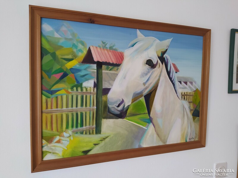 A lovak szerelmeseinek - Deák-Veres Mari: lovas tanya (76*56cm)
