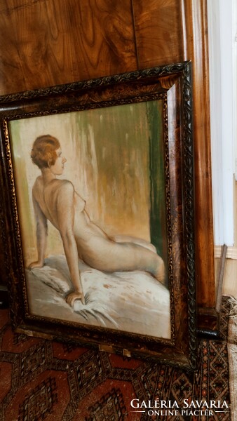 Nude painting by Gyula Virágh from 1935, 70*57 cm