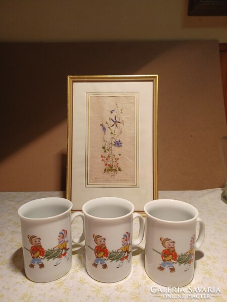 3 Czech Christmas tea mugs