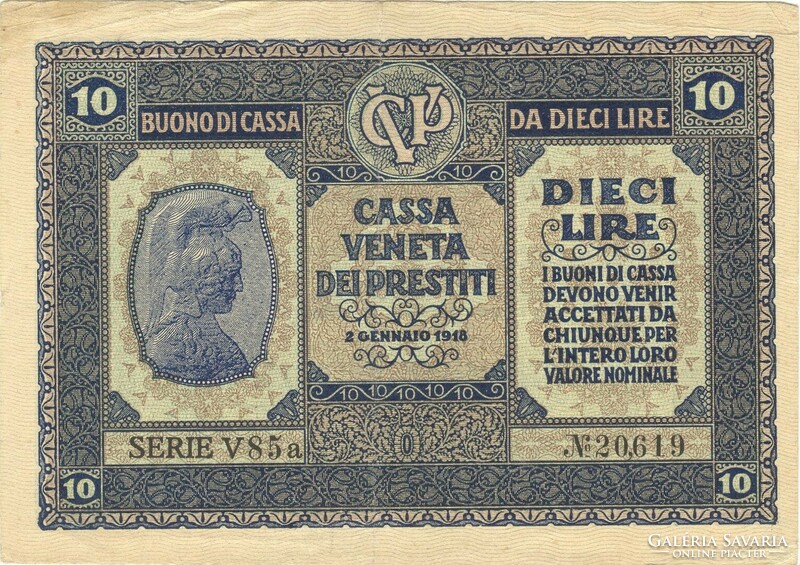 10 lire lira 1918 Olaszország Velence 2.