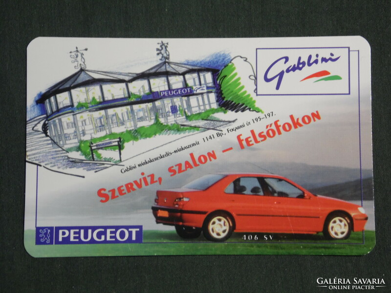 Kártyanaptár, Gablini Peugeot kereskedés, szerviz, Budapest,1997,   (2)