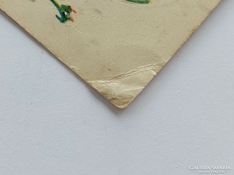 Régi képeslap dombornyomott levelezőlap szív galambok virágok