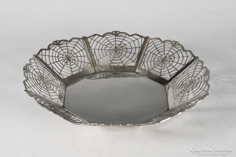 Silver tray - with spider web and spider decor