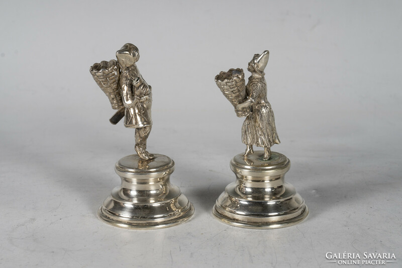 Pair of silver figural toothpick holders
