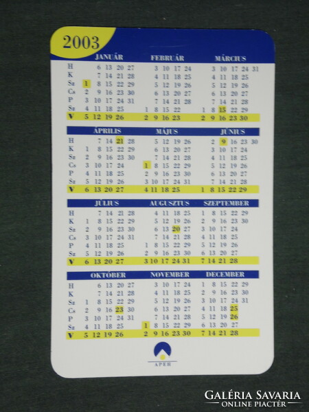 Card calendar, Baranya county APeh offices, Pécs, Mohács, Komló, Szigetvár, 2003, (2)