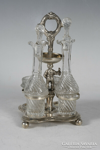 Silver oil and vinegar holder with grape figure in the middle