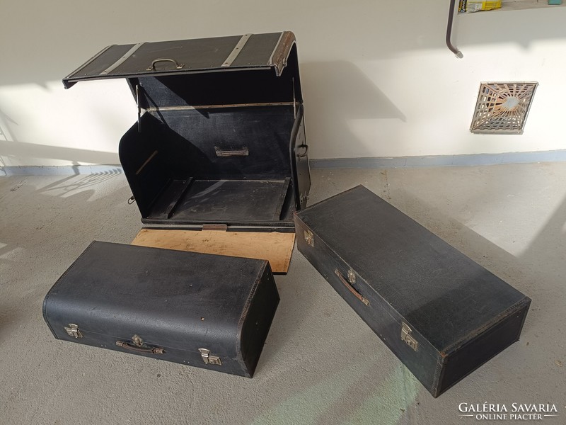 Antik bőrönd autós hintó láda koffer jelmez film színház kellék különleges megkímélt muzeális 445