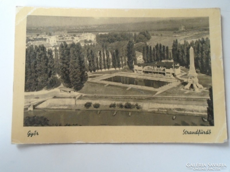 D199430 Győr beach bath - postcard 1956 p 1959