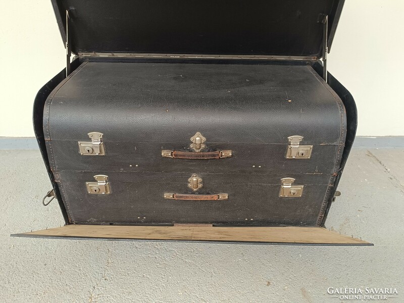 Antik bőrönd autós hintó láda koffer jelmez film színház kellék különleges megkímélt muzeális 445