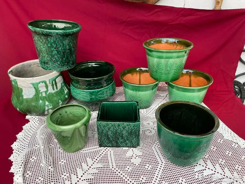 9 Pcs fabulous green ceramic pot hanging pot planter midcentury modern home decoration pot