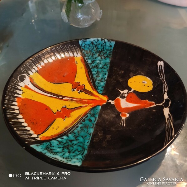 Painted glazed wall plate