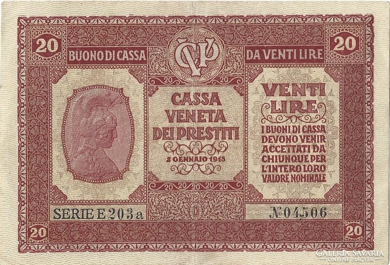 20 lire lira 1918 Olaszország Velence 1.