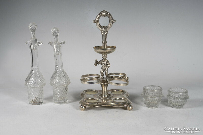 Silver oil and vinegar holder with grape figure in the middle