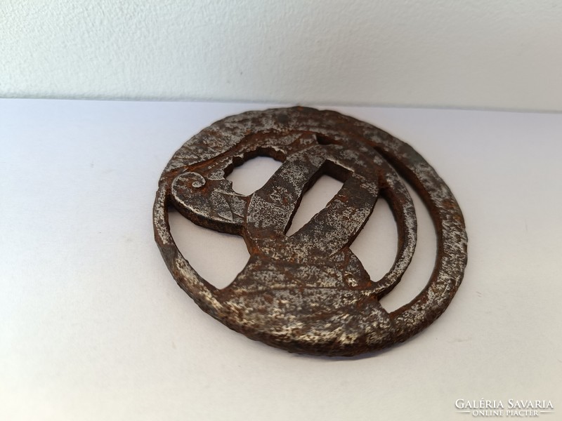 Antique tsuba Japanese samurai sword weapon ornament 559 8178