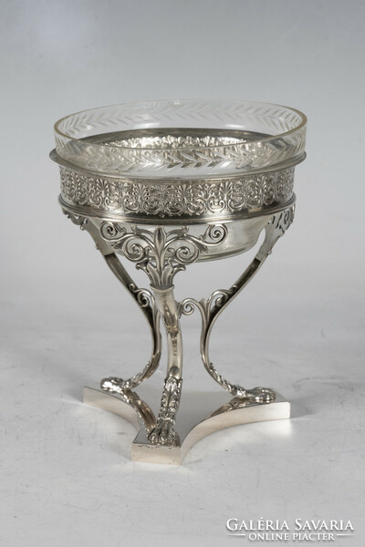 Silver empire style glass serving tray